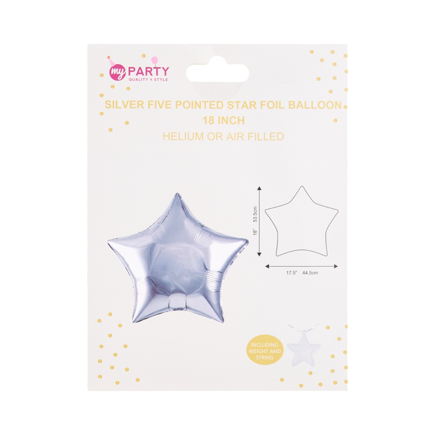 Five Pointed Star Foil Balloon - Silver