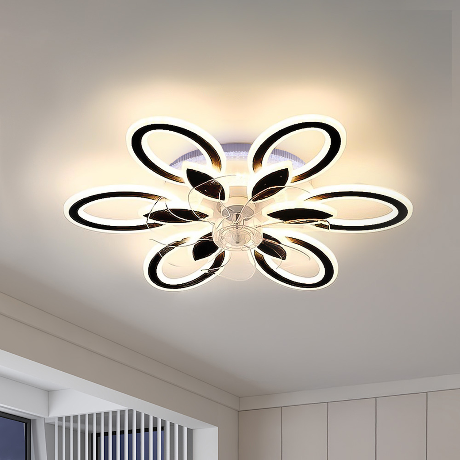 Lifeideas Modern RGB LED Ceiling Fan Light - Black