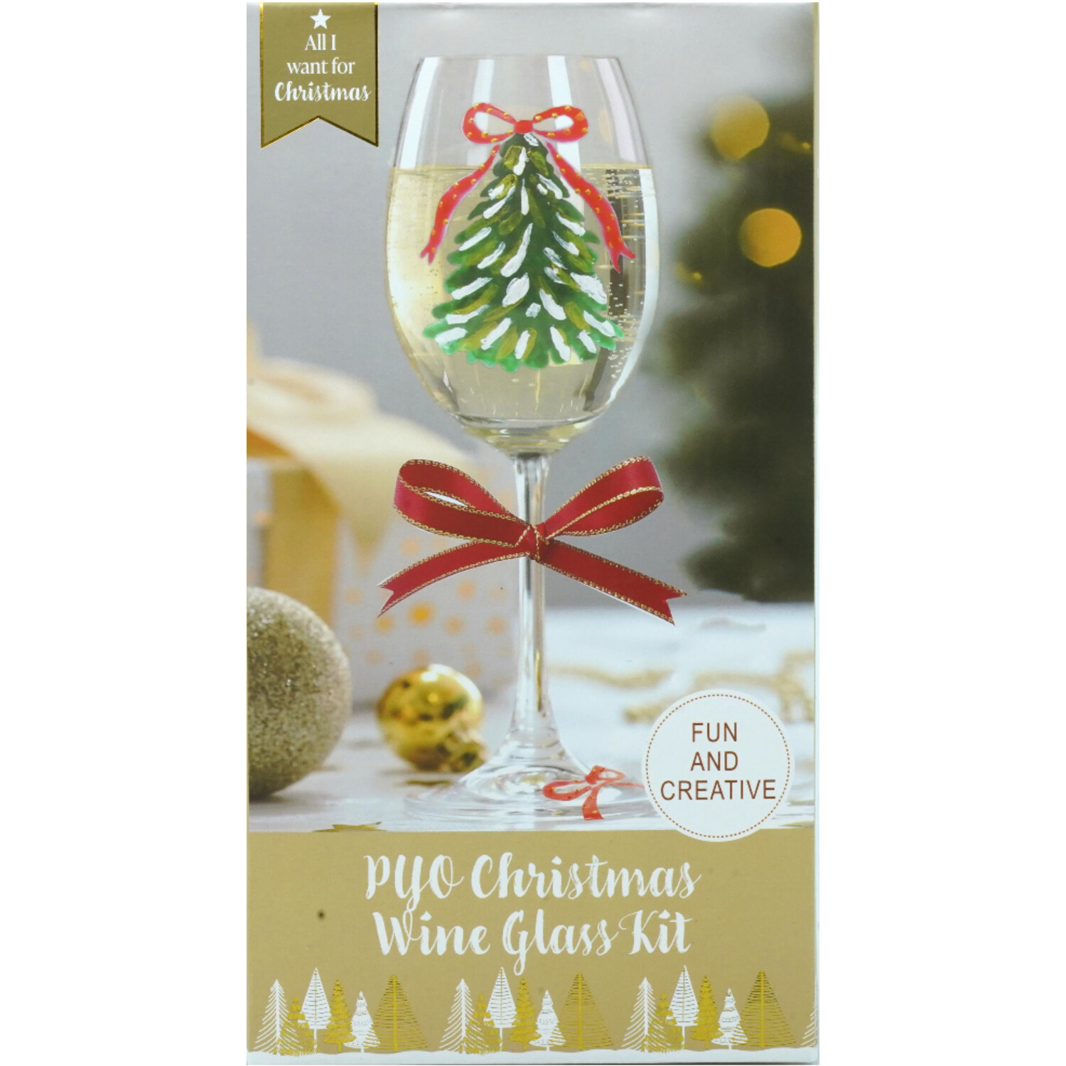 All I Want For Christmas Paint Your Own Christmas Wine Glass Kit - Image 2