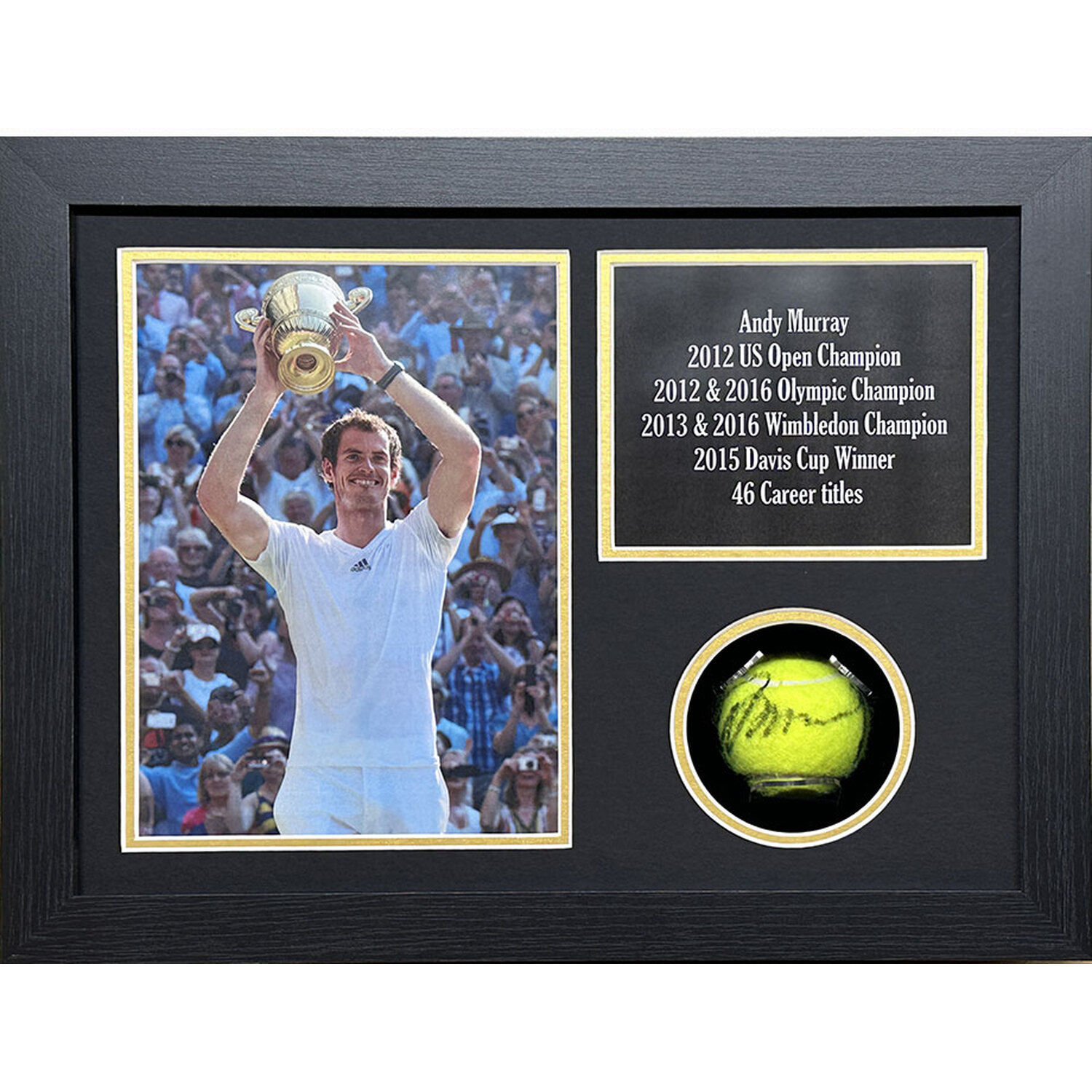 Sir Andy Murray Signed And Framed Tennis Ball - Yellow