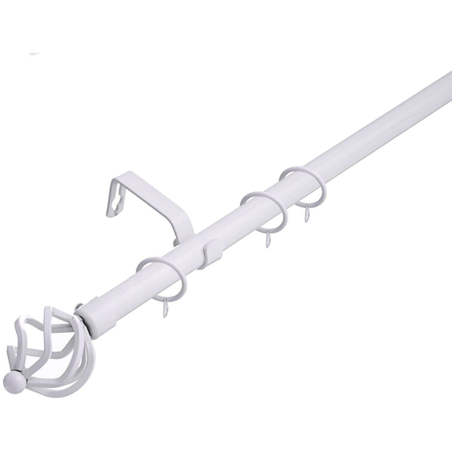 19 mm Extendable Metal Curtain Poles Rods - White / 120cm
