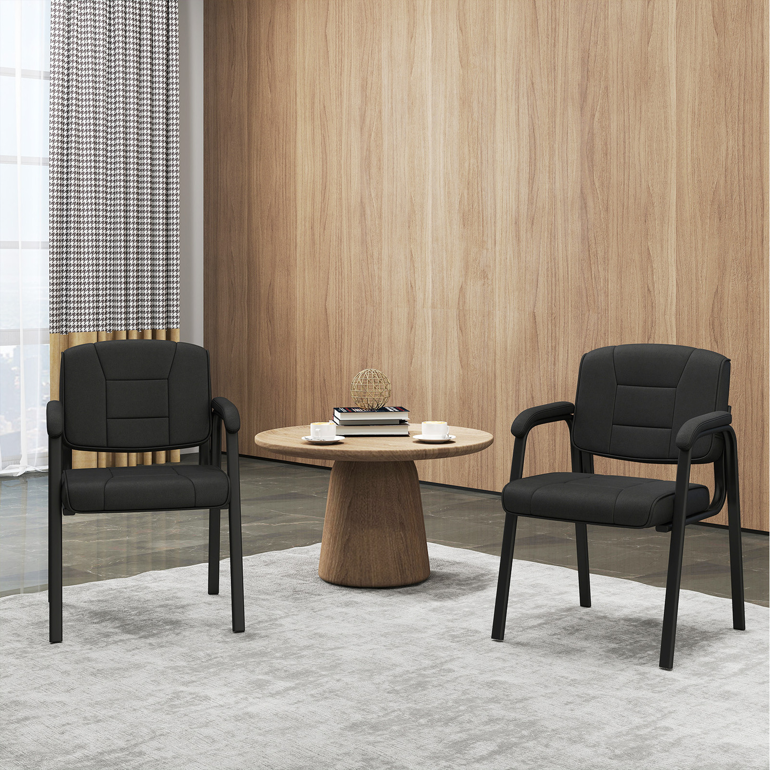 Set Of 2 Modern Office Desk Chairs - Black
