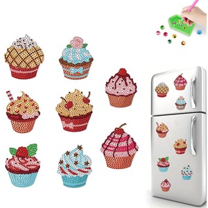 Pack of 6 Cupcake Magnets Diamond Painting Kit