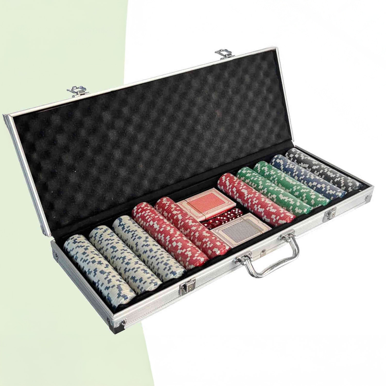 Poker Set - Complete 500 Piece Texas Hold Em Set - Silver