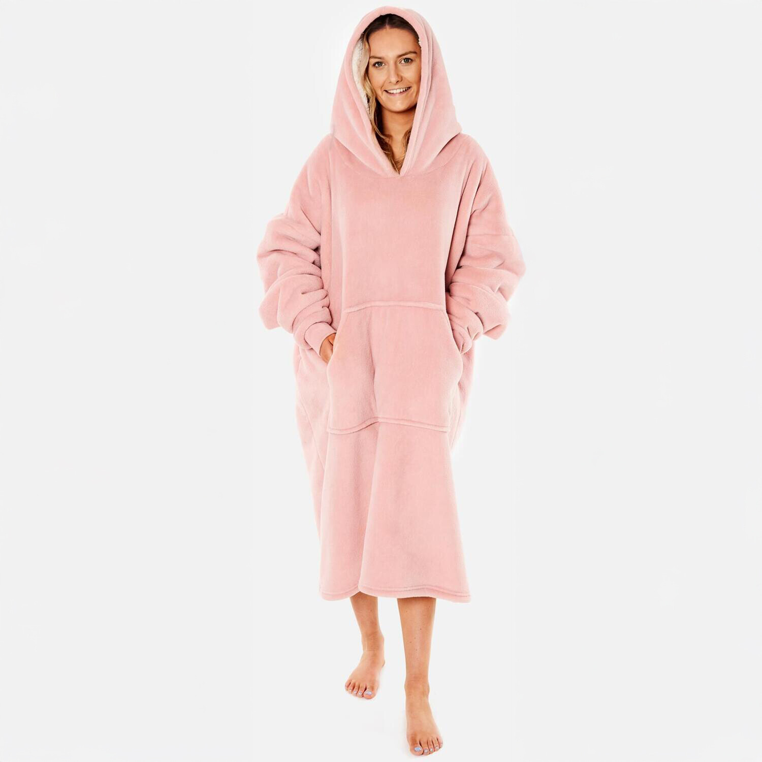 Sienna Long Sherpa Hoodie Blanket - Blush Pink