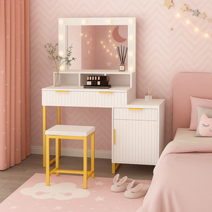 Hollywood Dressing Table with Mirror and Storage Unit