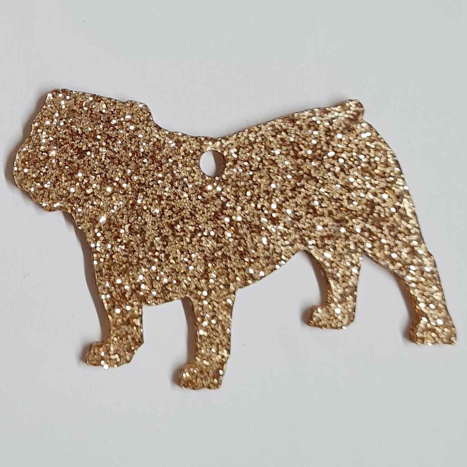Glitter British Bulldog Christmas Decoration - Gold