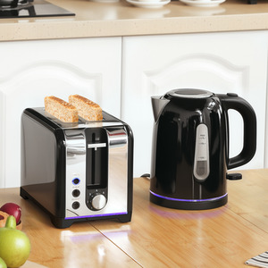 HOMCOM 1.7L 3000W Rapid Boil Jug Kettle and Toaster Set Black