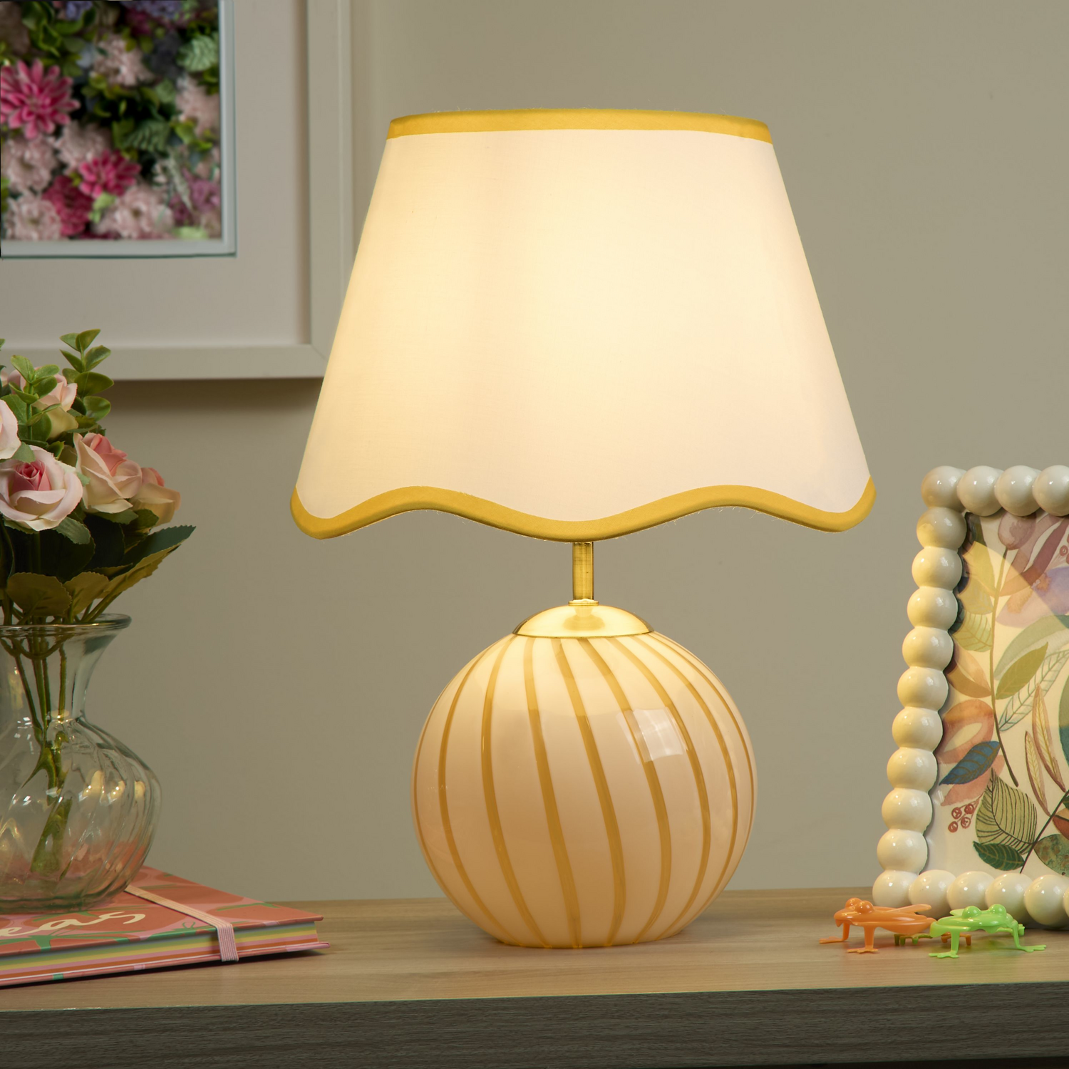 Image of Yellow Striped Glass Table Lamp -&hellip;