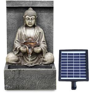 Solar Stone Buddha Fountain with LED Lights Outdoor Garden Decor