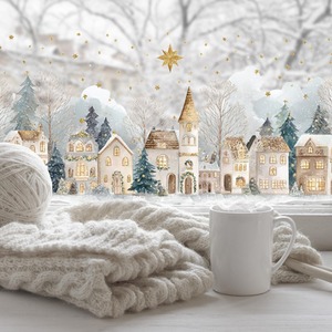 Scandinavian Christmas Village Window Clings