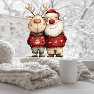 Santa  Rudolph Window Stickers. Adorable Christmas Window Clings