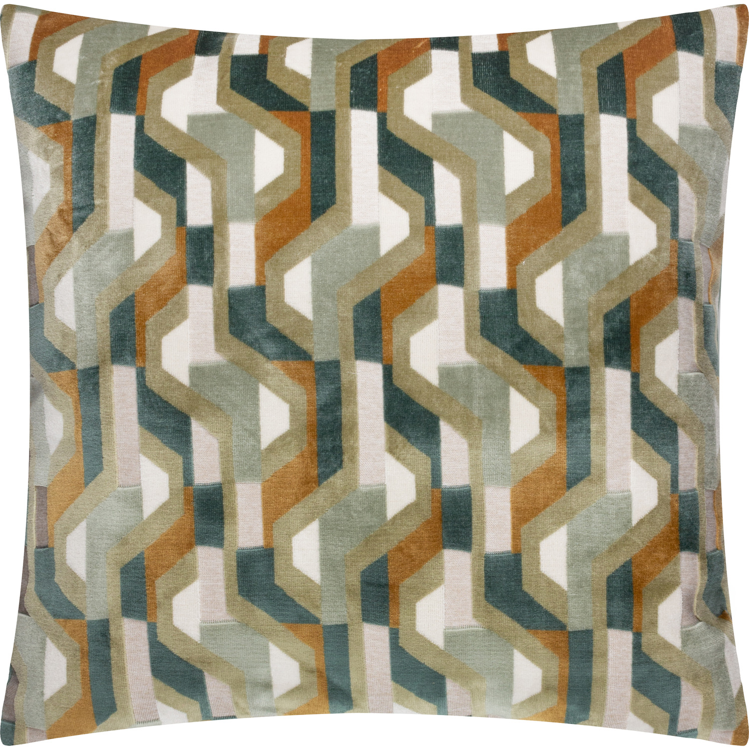 Metro Prism Velvet Square Cushion - Green / Feather