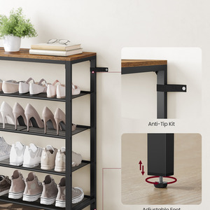 Bronze VASAGLE Industrial 4-Tier Shoe Rack with Mesh Shelves and Surface shot 11612909