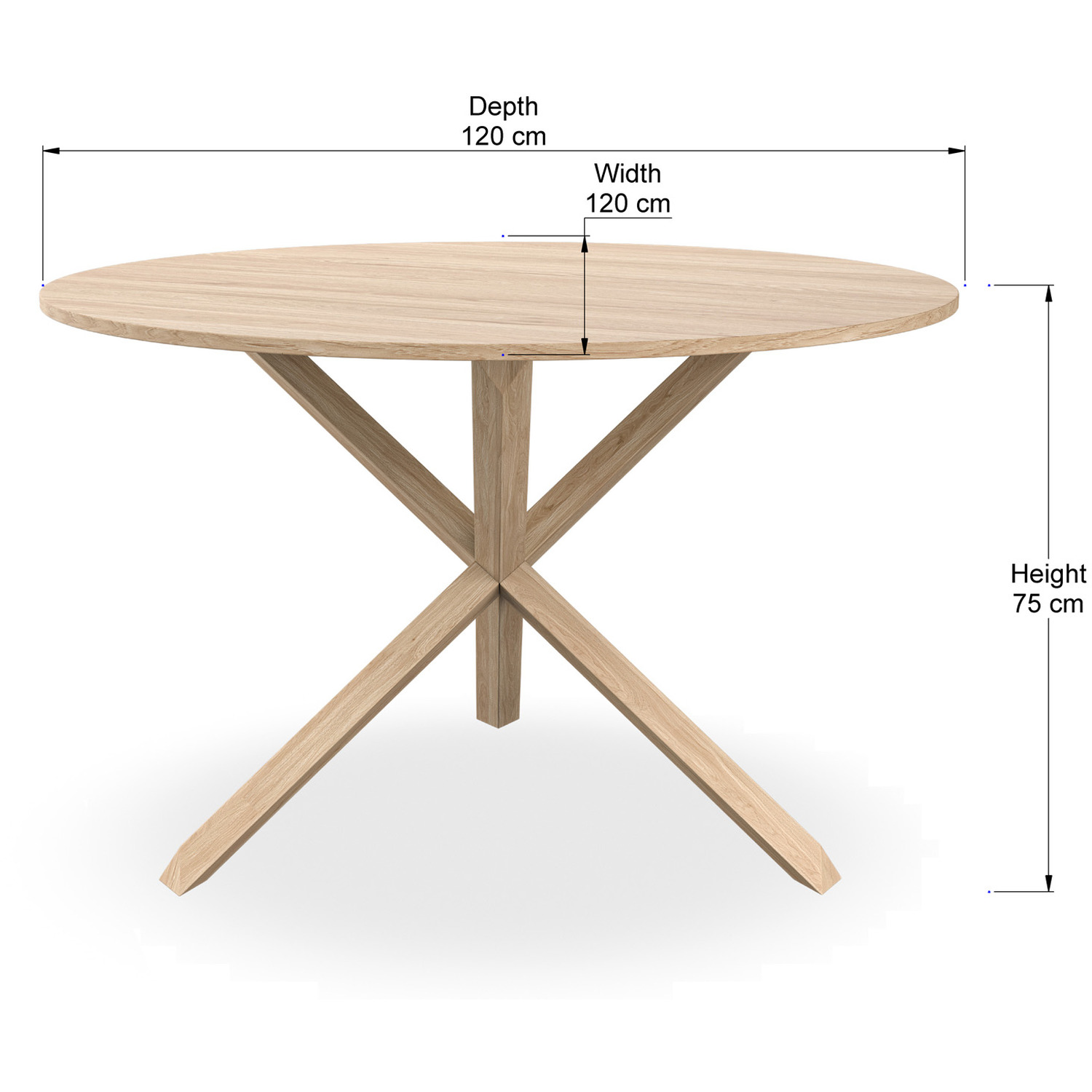 Malvern Round Dining Table 4-6 Seater With Solid Oak Legs - Oak