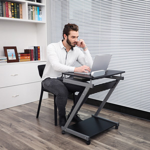 Mobile Writing Table Computer Desk Mobile, Writing Desk Z-Shaped, PC Table for Small Spaces