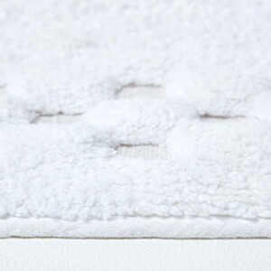 White Cotton Check Border Bath Mat shot 12177024