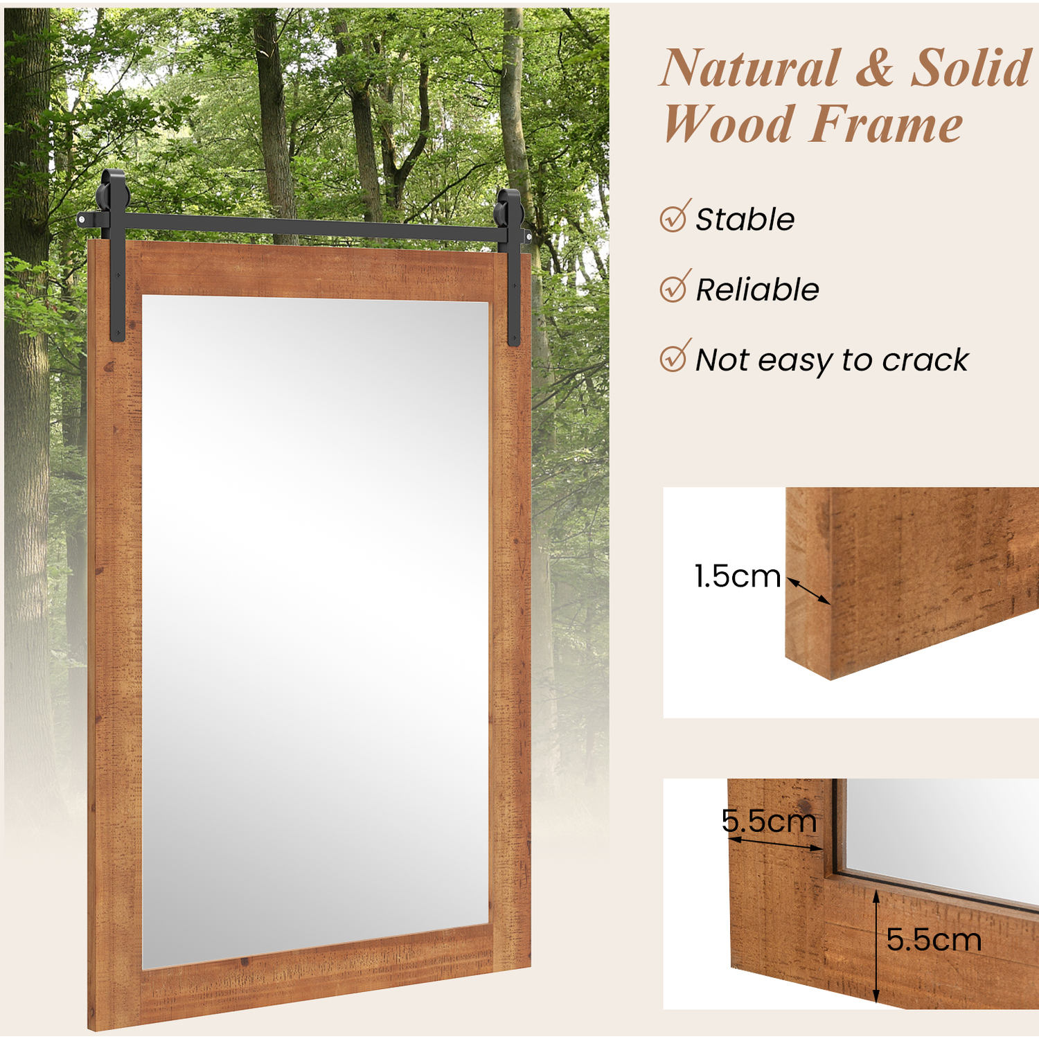 Rustic Bathroom Mirror - Brown