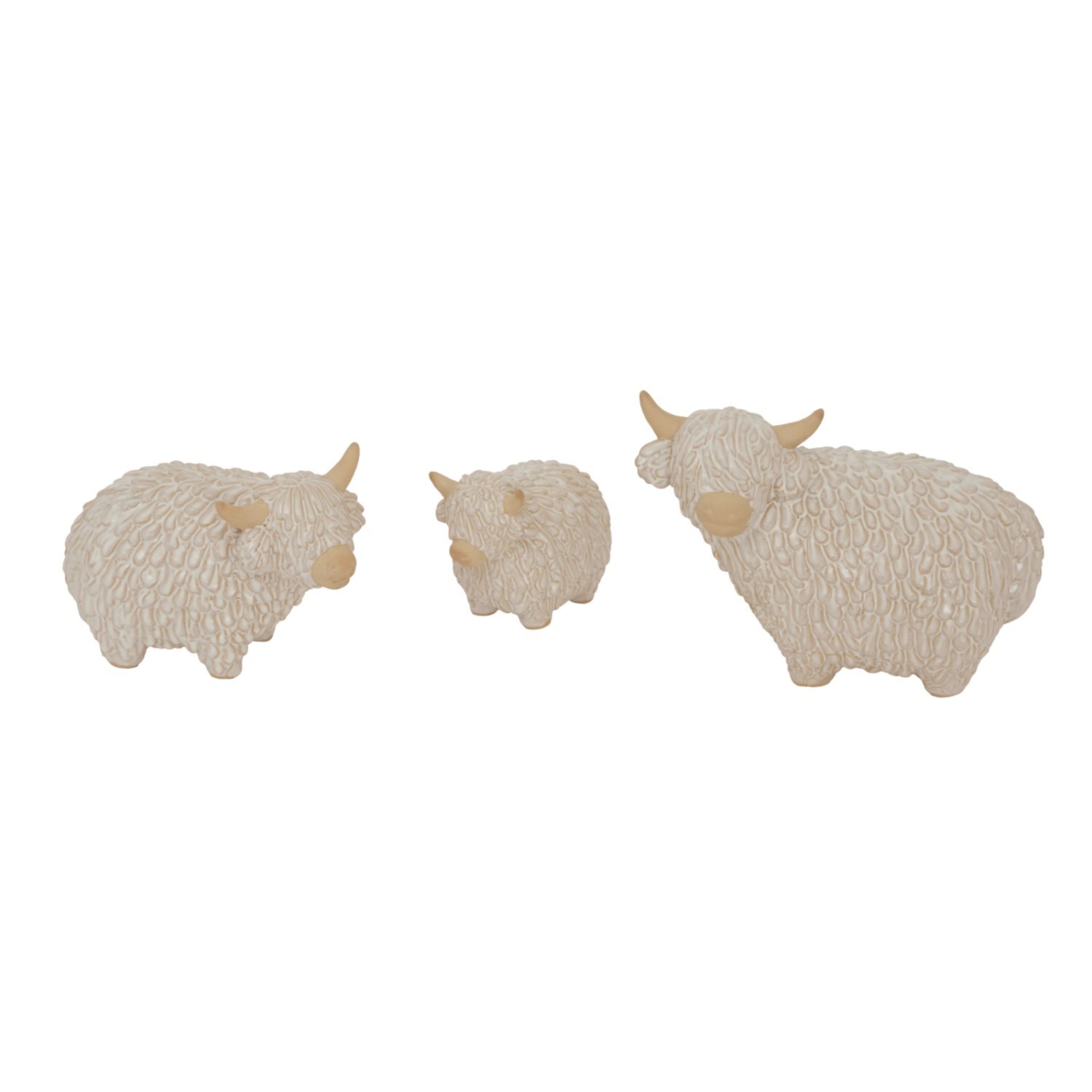 Highland Cow Ceramic Sculpture Rustic Countryside Decor - Light Brown
