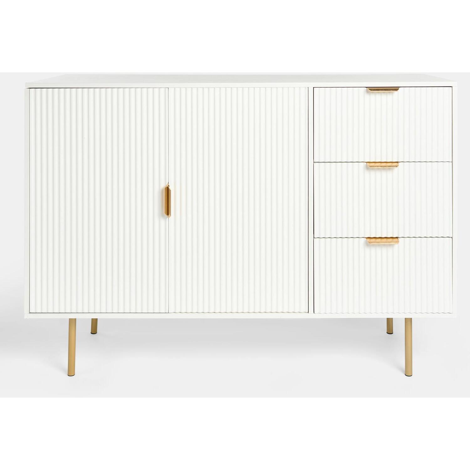 Foska Ribbed Sideboard - White / 120Cm