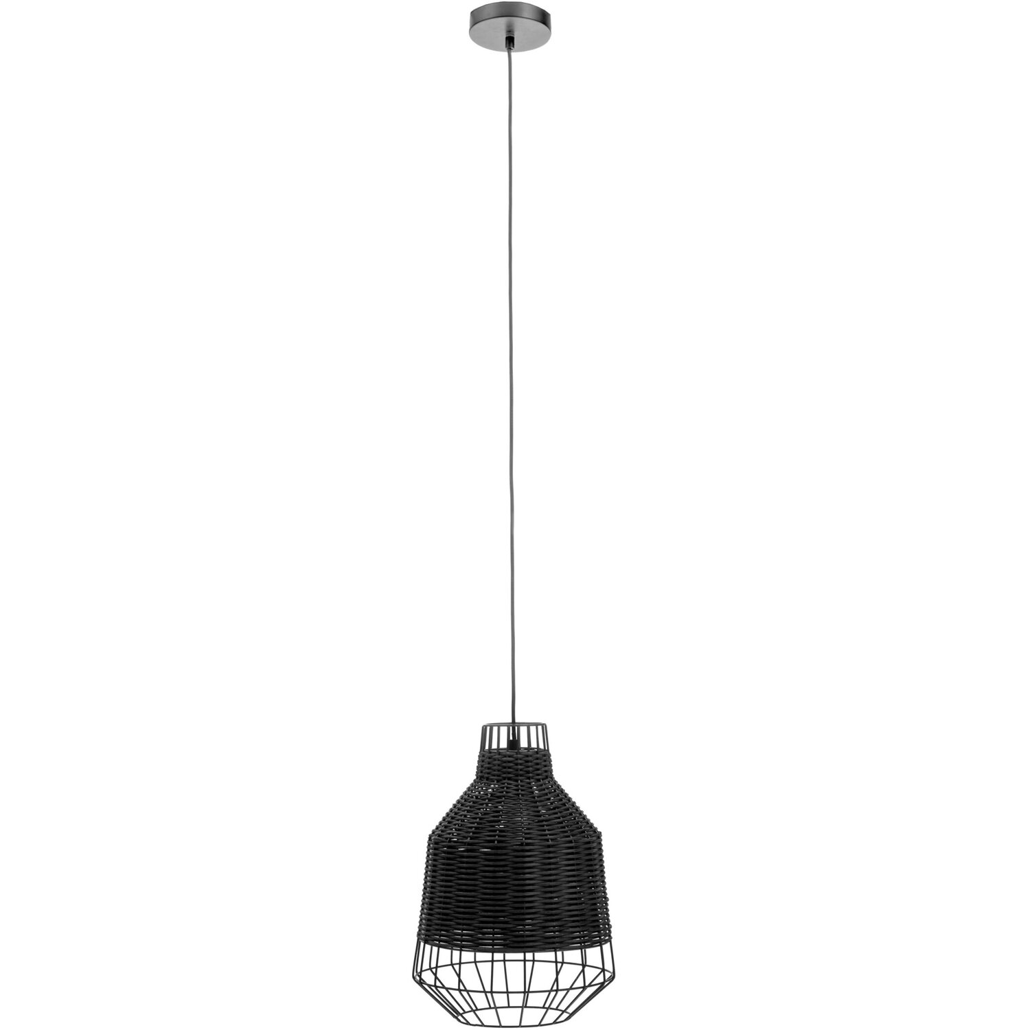 Interiors By Premier Jaya Black Rattan Pendant Light - Black