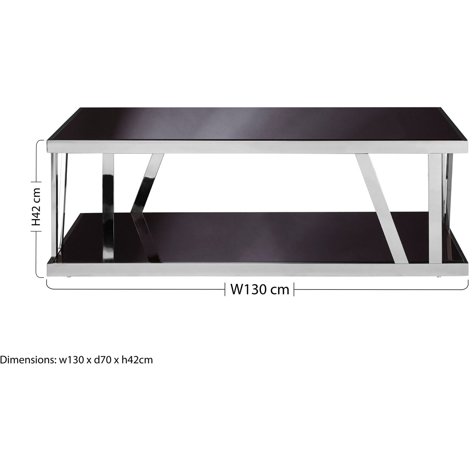 Ackley Silver Coffee Table With Black Glass - Black