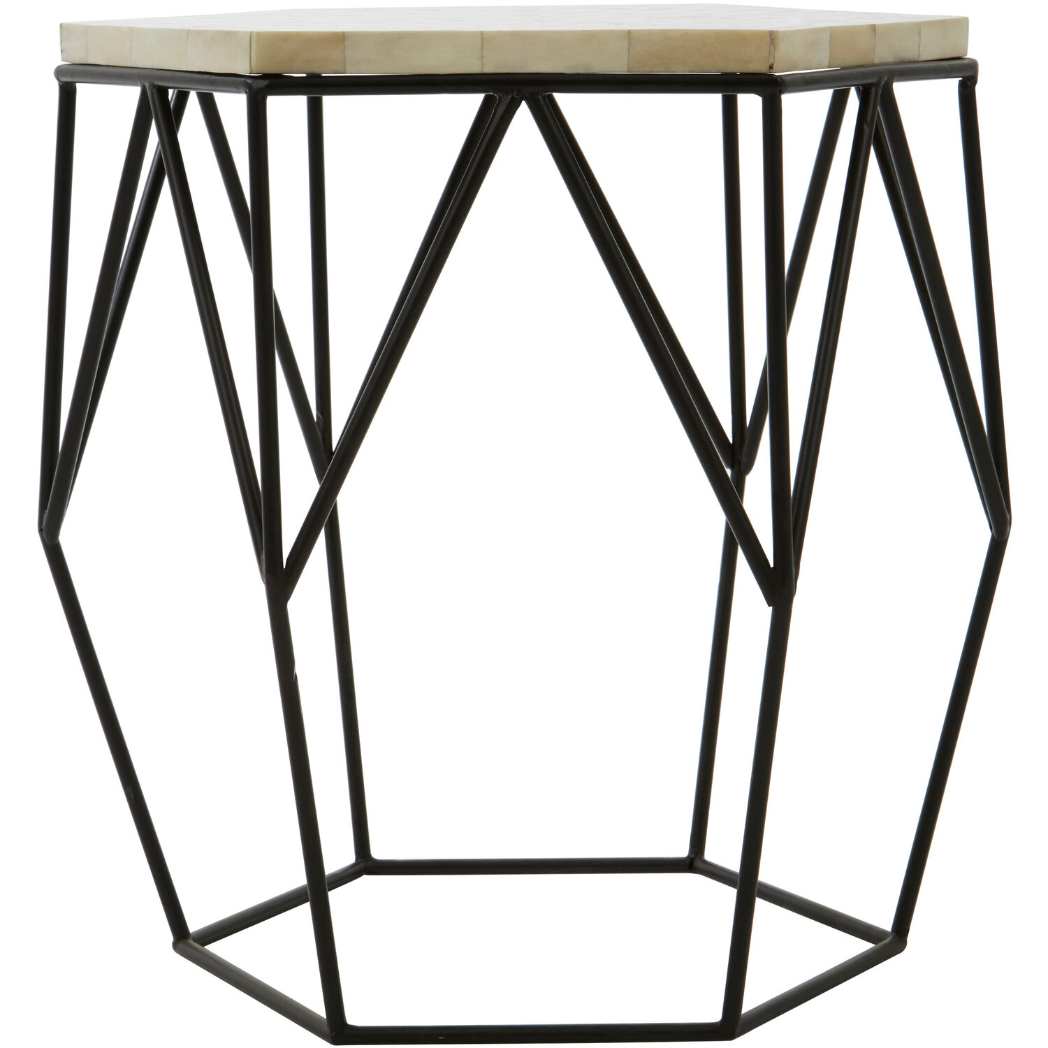 Fifty Five South Harlo Ivory And Black Hexagon Side Table - Black