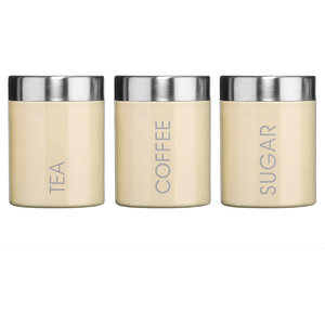 Liberty Set of 3 Cream Enamel Tea Coffee and Sugar Canisters