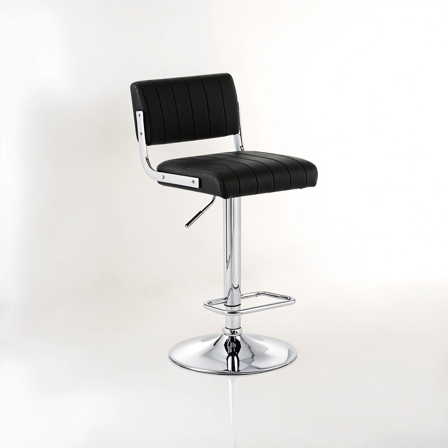 Stockholm Black Channel Design Seat Bar Stool - Black