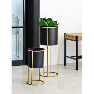 Trosa Large Black And Gold Floor Standing Planter