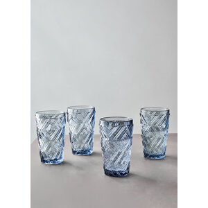 Fleur Set Of Four Blue Highball Glasses