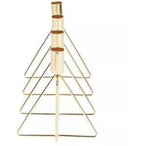 4 Four Tapered Candles - Candle Holder - Gold