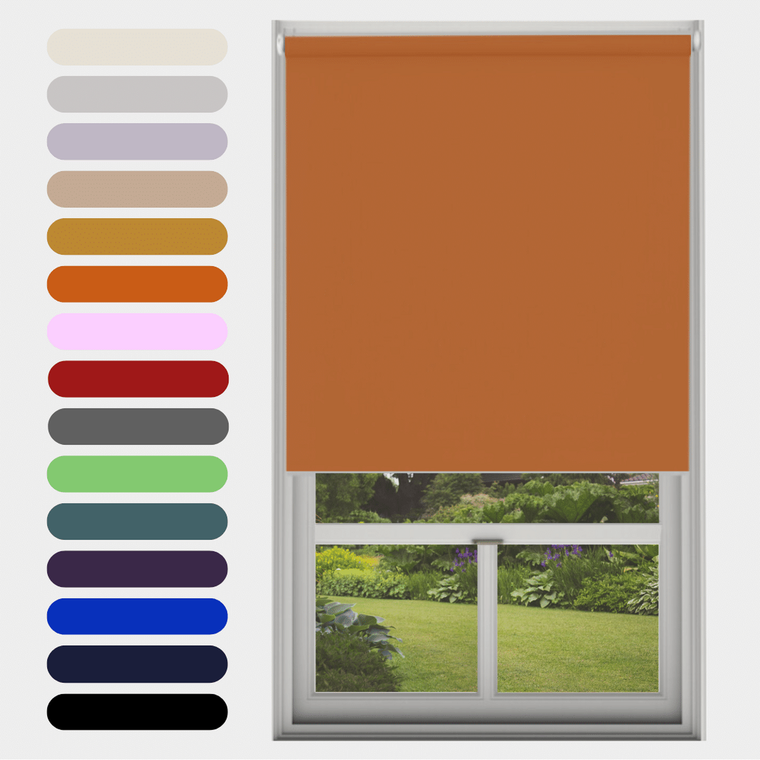 Blackout Roller Blind - Burnt Orange / 160cm / 90cm