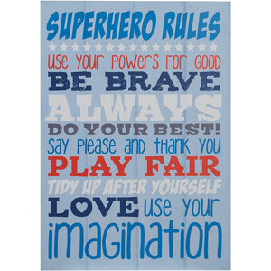 Kids Superhero Rules Wall Plaque