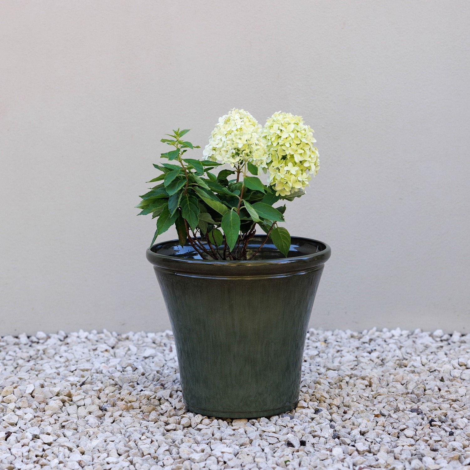 Primrose Glazed Ceramic Look Tapered Outdoor Garden Planter - Green