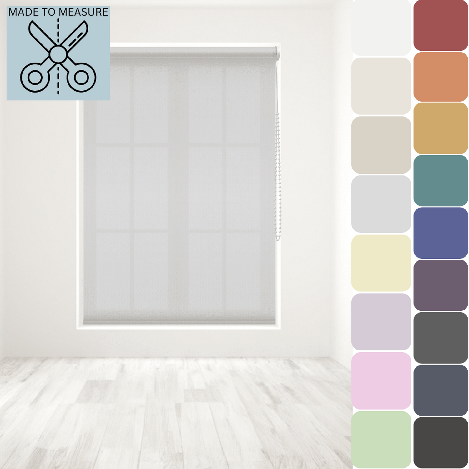 Made to Measure Straight Edge Roller Blind - Light Grey / 10 - 210 cm