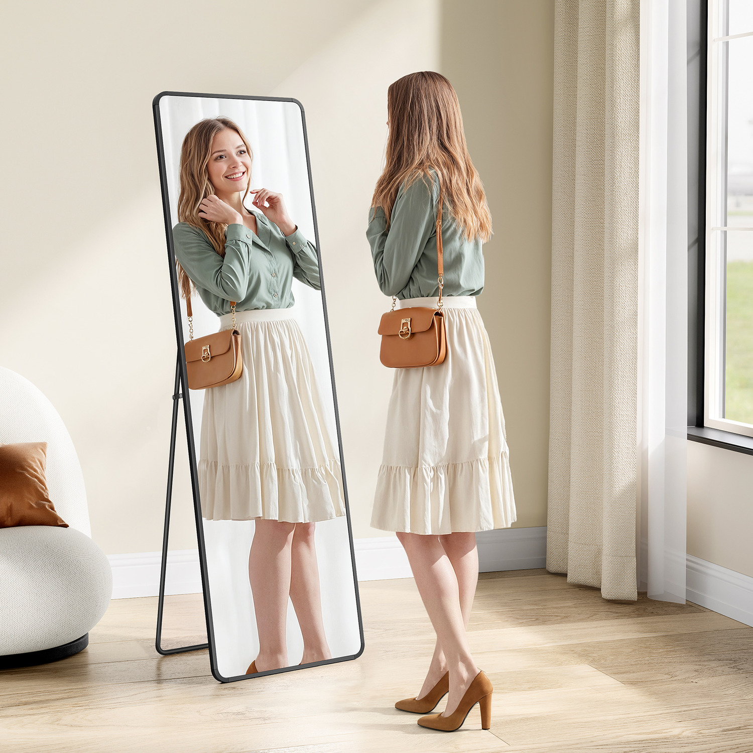 Image of SONGMICS Full Body Mirror, Aluminium Frame&hellip;