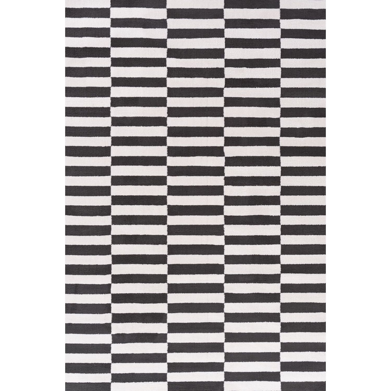 THE RUGS Loft Striped Living Room Area Rug & Runners Soft Pile in Dark Grey | Size: 80cm x 150cm - Image 3
