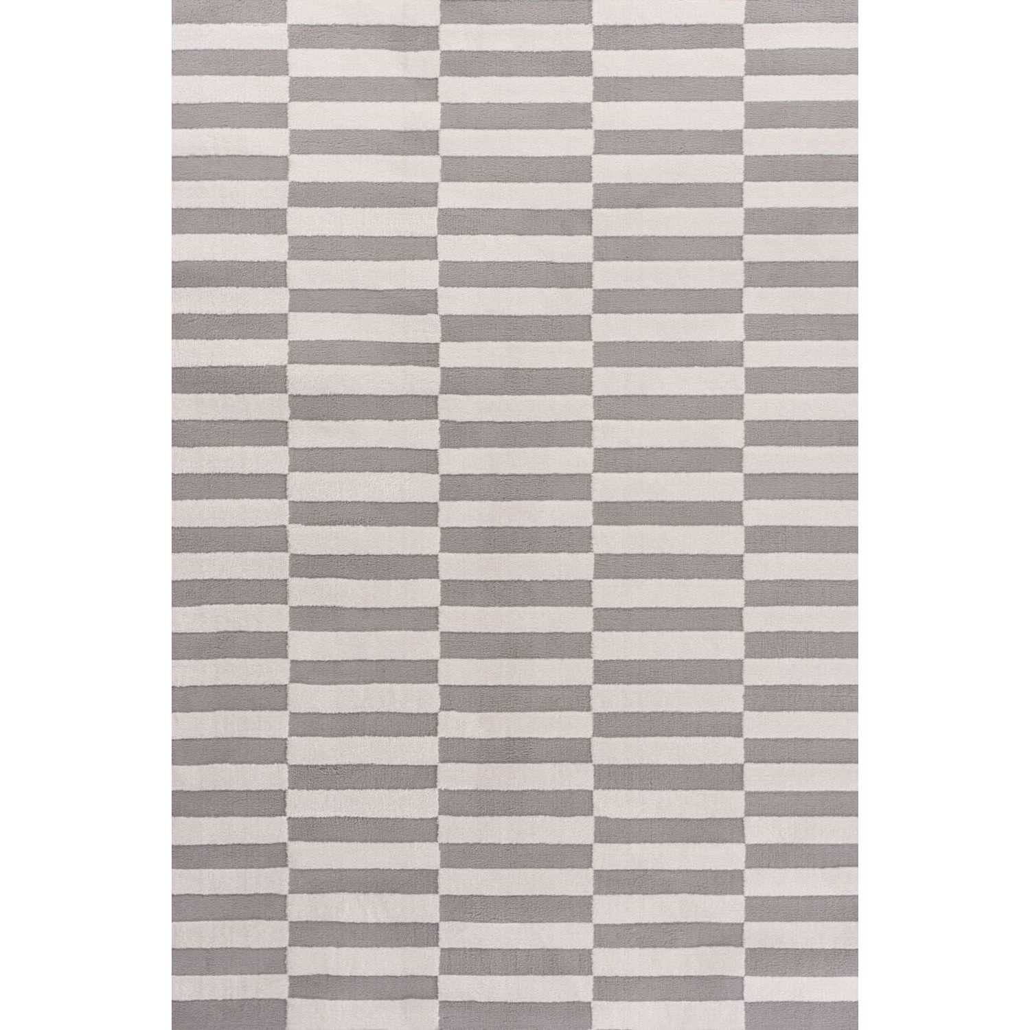 B&Q - Loft Light Grey And Ivory Striped Living Room Area Rug And Runners Soft Pile - Image 3