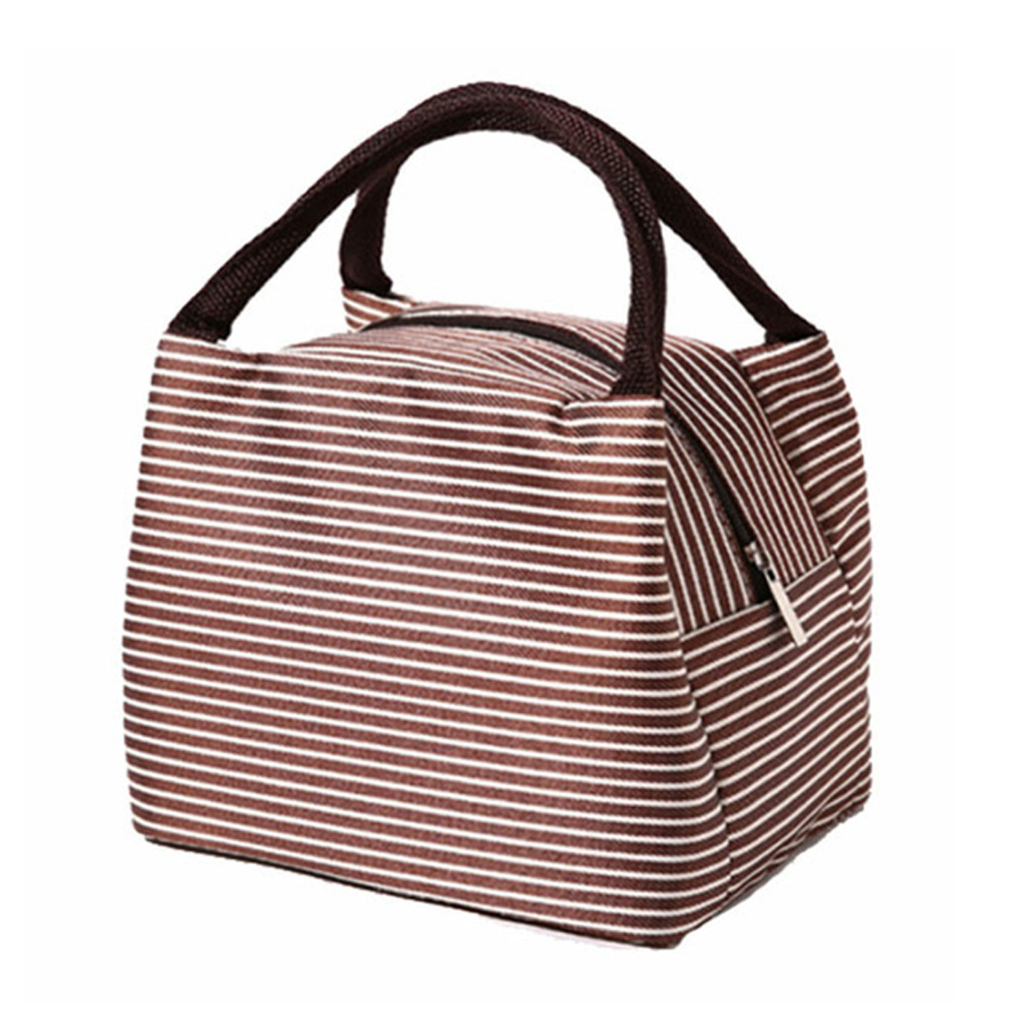 Thermal Striped Lunch Bag - Brown