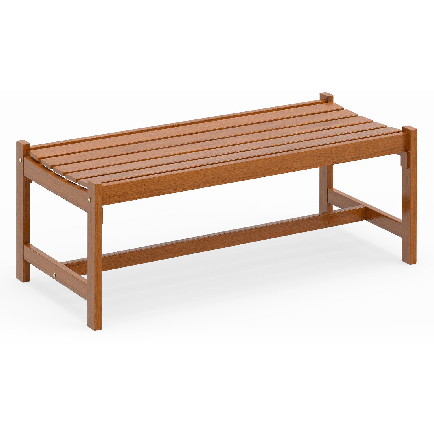 Costway Farmhouse Wooden Slat Bench - Brown