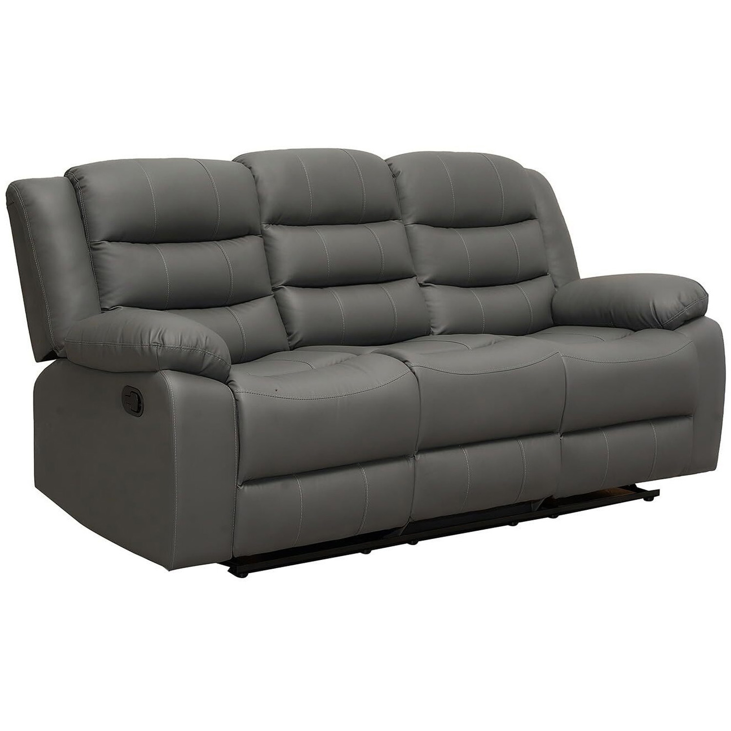 Supreme Leather Recliner 3 And 2 Seater Sofa Set - Grey 190cm