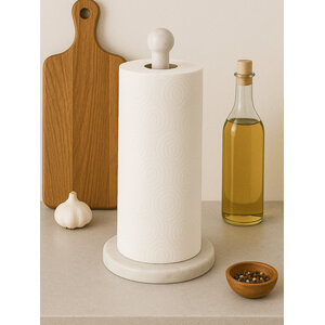 Kindia White Marble Kitchen Roll Holder