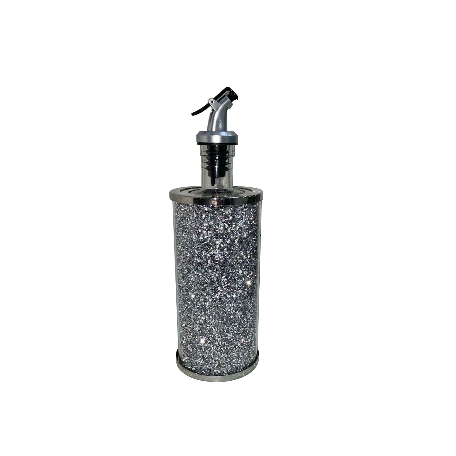 Deenz Crushed Diamond Oil Olive Dispenser - Silver