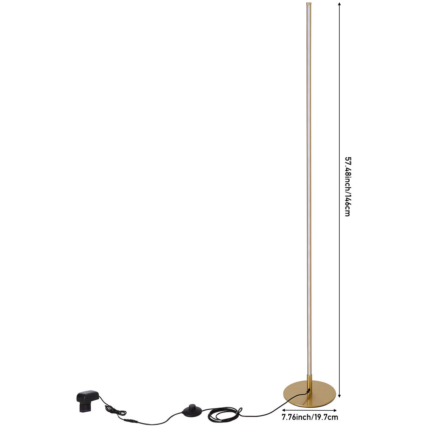 Modern Dimmable Led Floor Light With Remote - Gold