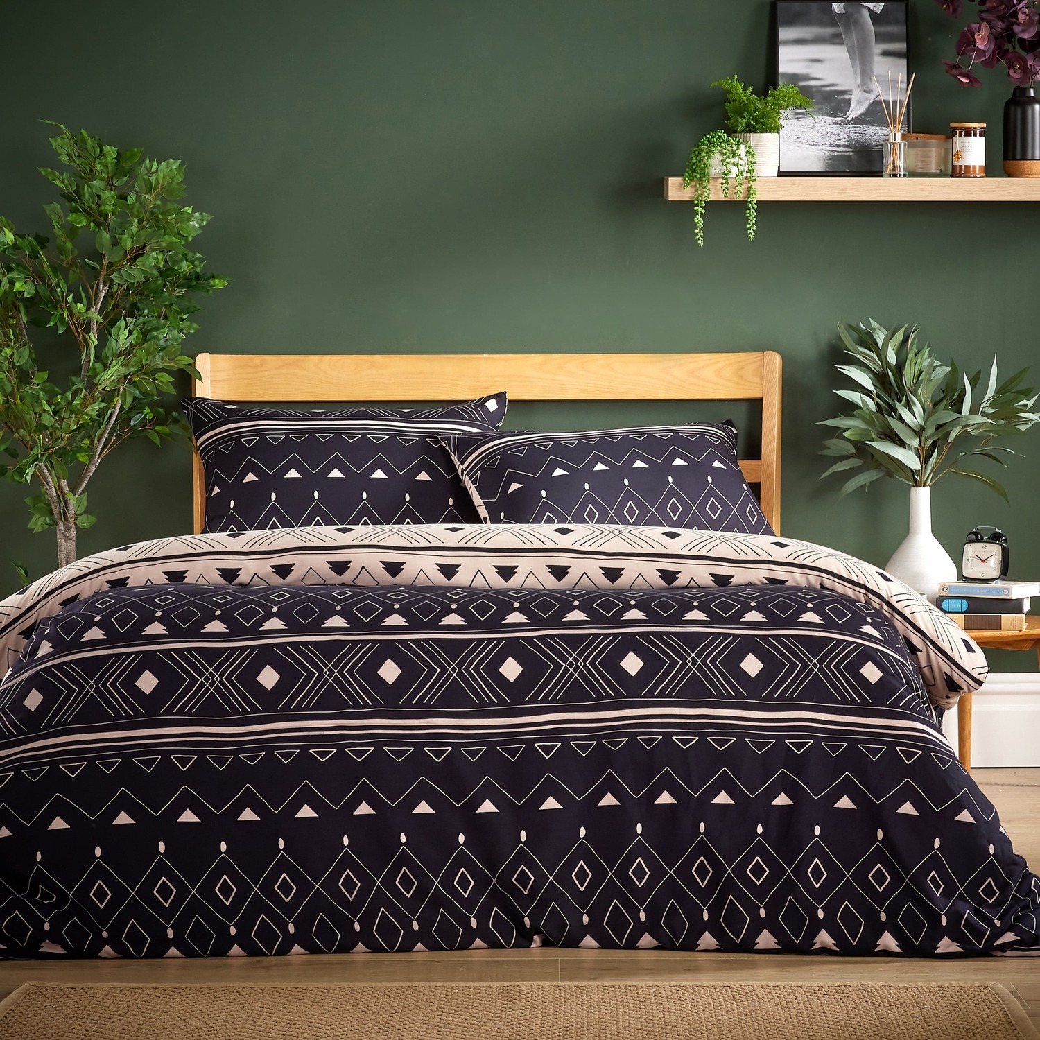 Oslo Flannel Duvet Set - Black Double