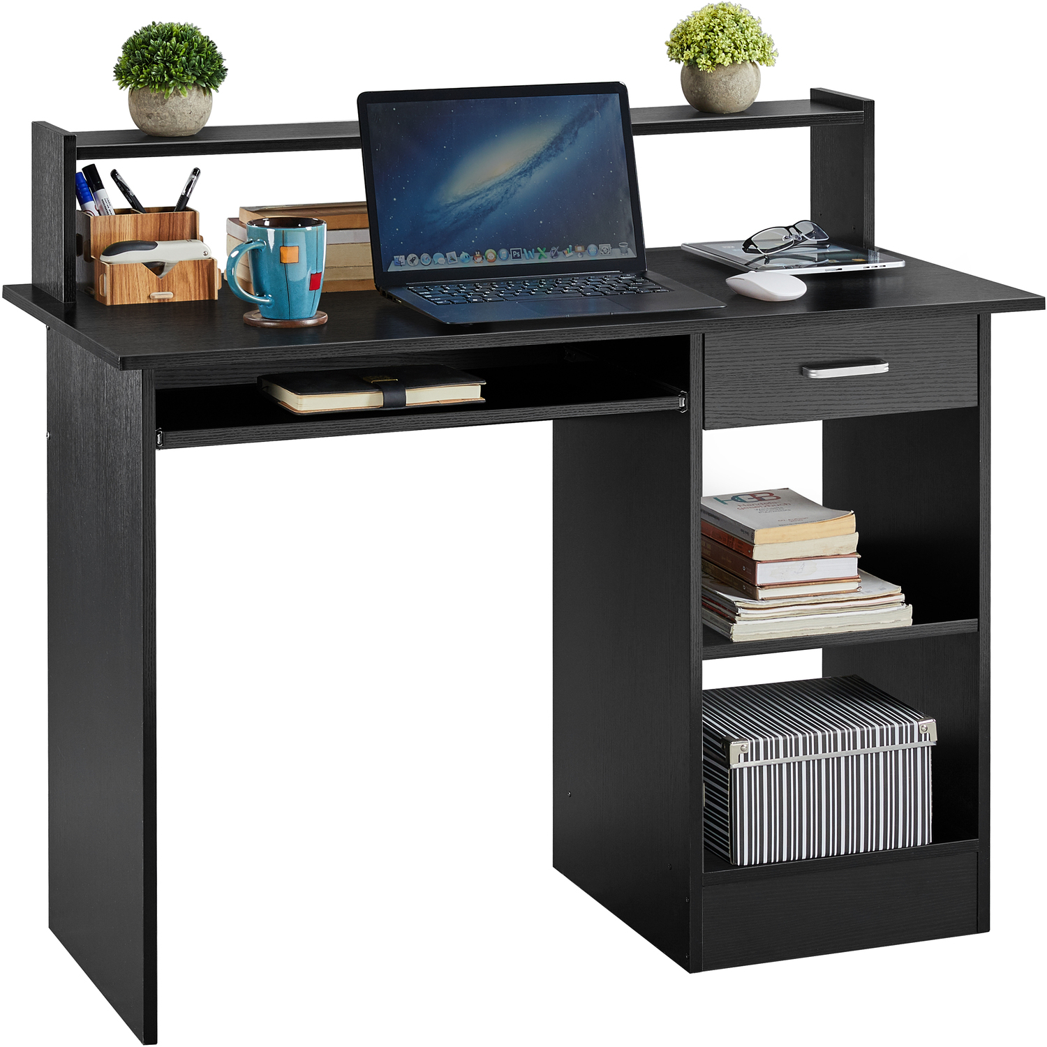 Home Office Computer Desk With Keyboard Tray - Black