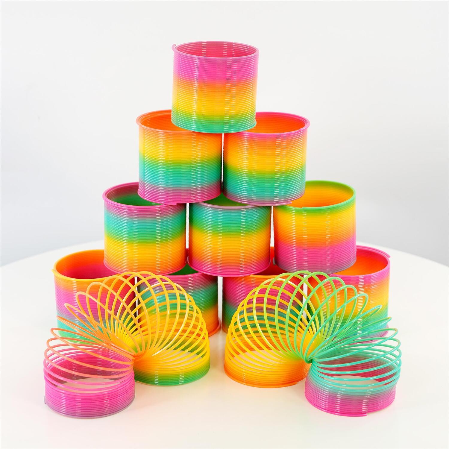 Set of 12 Rainbow Large Slinky Spring Toys