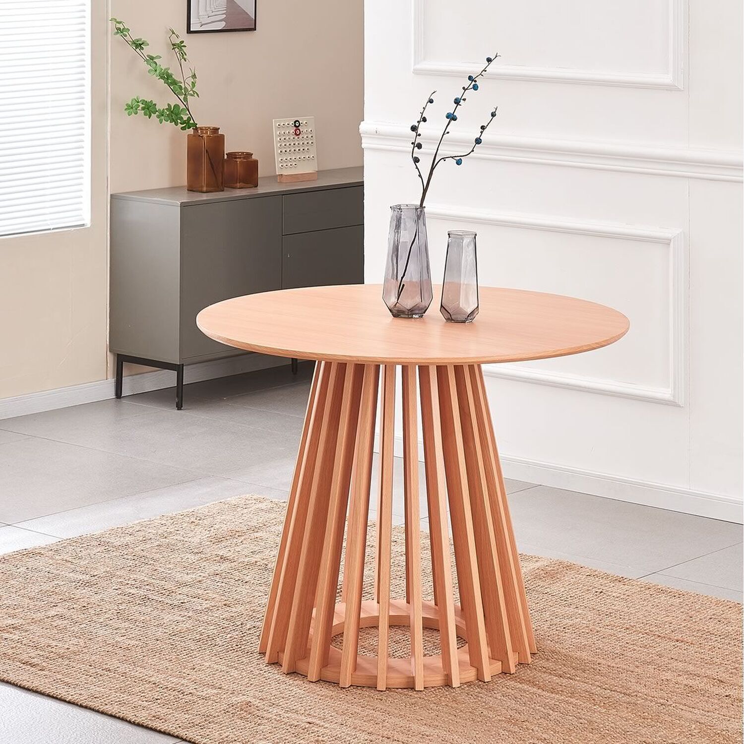 Catalina Round Wood Grain Effect 120cm Dining Table - Brown