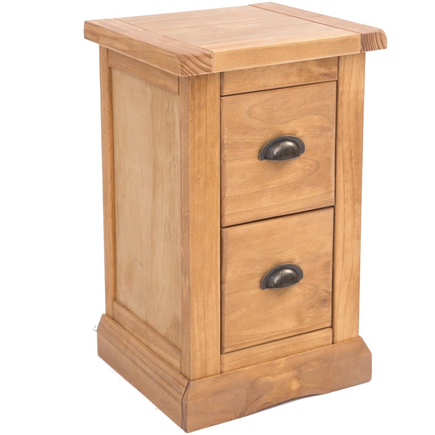Lucca 2 Drawer Petite Bedside Cabinet - Brown / Brass Cup